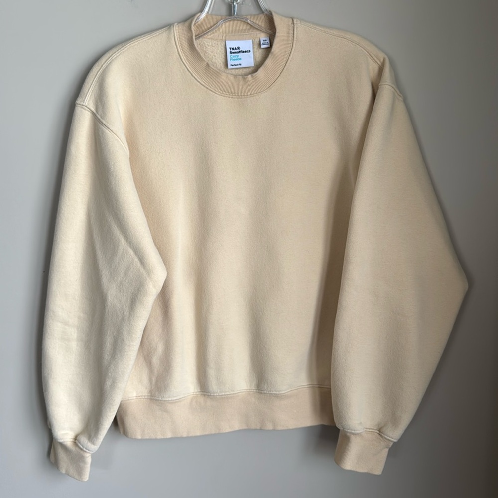 TNA Cozy Sweatfleece Perfect Crew Sweatshirt in Froth Cream